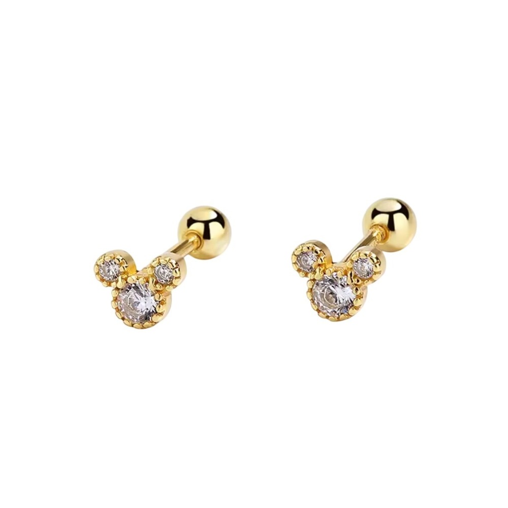 18k Gold over Silver Mickey Mouse CZ‎ Earring Studs